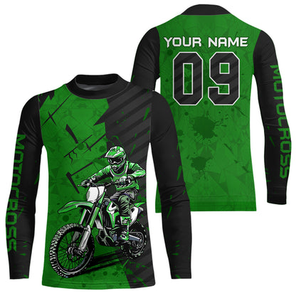 Custom Dirt Bike Jersey Green Motocross Jersey Upf30+ Mens Women Motocross Shirt| CTP19