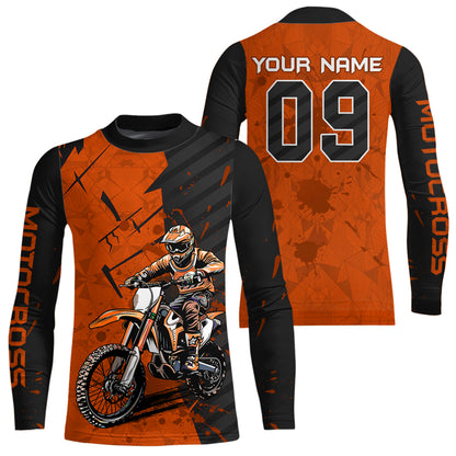 Custom Dirt Bike Jersey Orange Motocross Jersey Upf30+ Mens Women Motocross Shirt| CTP19