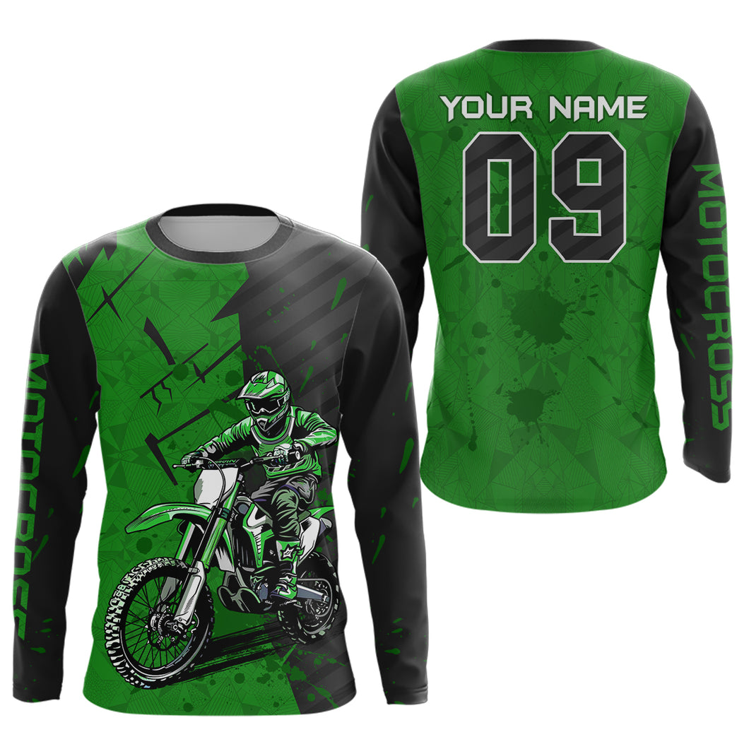 Custom Dirt Bike Jersey Green Motocross Jersey Upf30+ Mens Women Motocross Shirt| CTP19