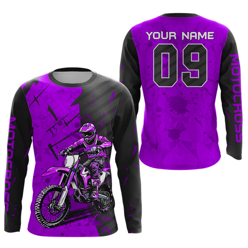 Custom Dirt Bike Jersey Purple Motocross Jersey Upf30+ Mens Women Motocross Shirt| CTP19