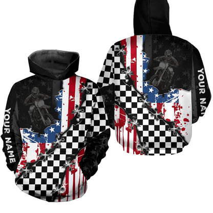 Custom Motocross Jersey for Men Women Upf30+ US Flag Dirt Bike Shirt Motorcycle Jersey| CTP70