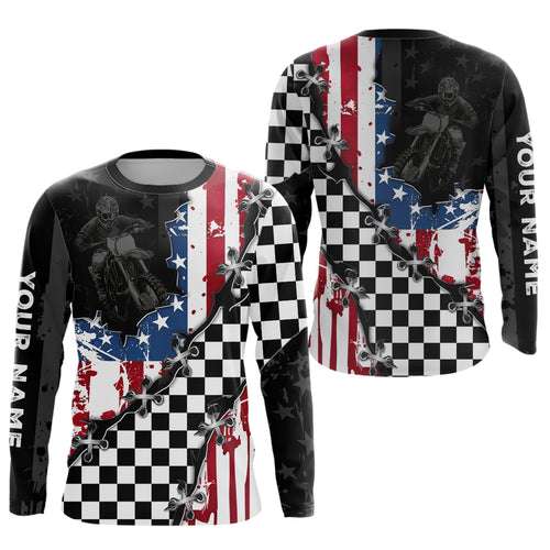 Custom Motocross Jersey for Men Women Upf30+ US Flag Dirt Bike Shirt Motorcycle Jersey| CTP70
