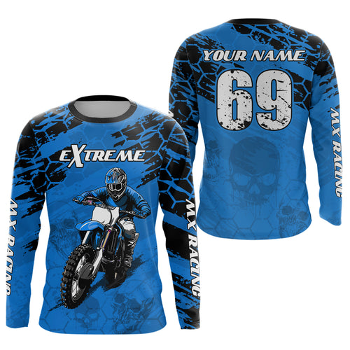 Custom Blue Motocross Jersey for Men Women Upf30+ Dirt Bike Shirt Motorcycle Jersey| CTP71