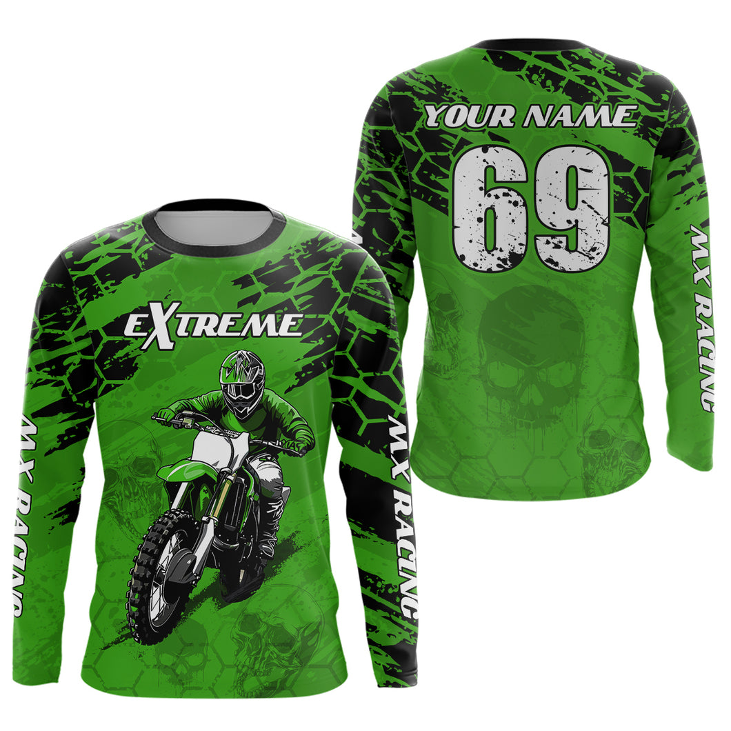 Custom Green Motocross Jersey for Men Women Upf30+ Dirt Bike Shirt Motorcycle Jersey| CTP71