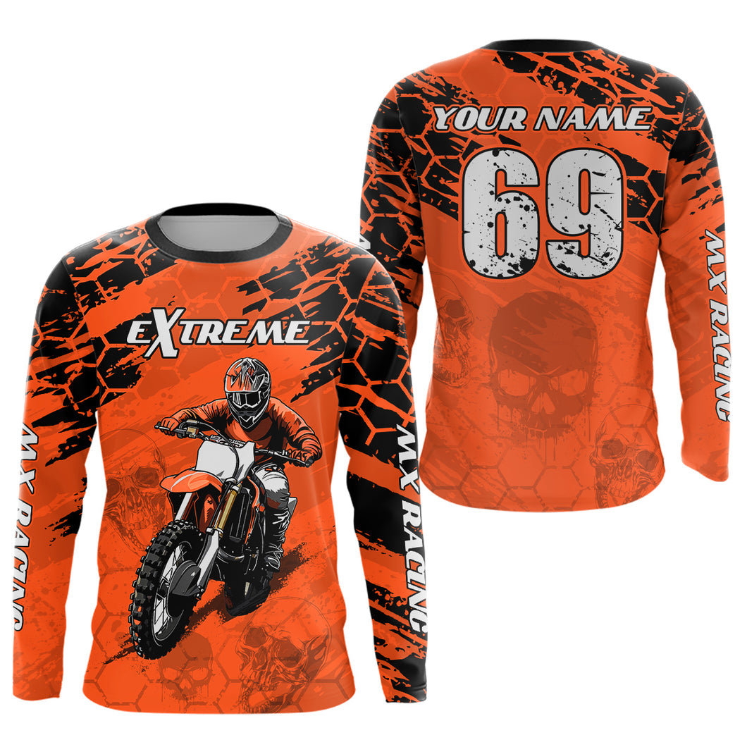 Custom Orange Motocross Jersey for Men Women Upf30+ Dirt Bike Shirt Motorcycle Jersey| CTP71