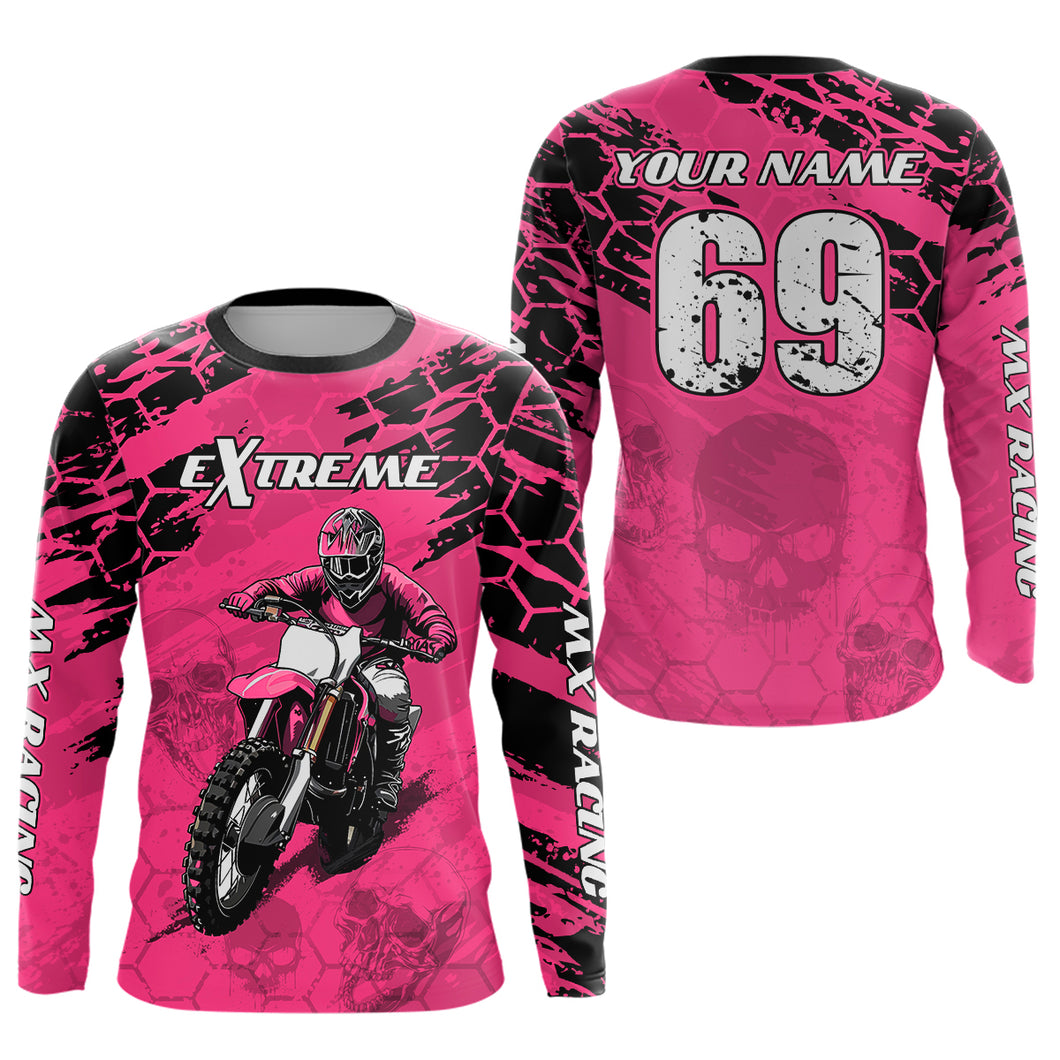 Custom Pink Motocross Jersey for Men Women Upf30+ Dirt Bike Shirt Motorcycle Jersey| CTP71