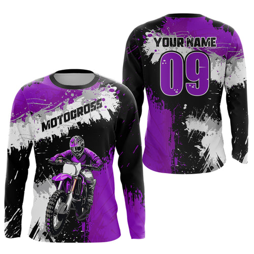 Adult&Kid Purple Custom Motocross Jersey UPF30+ MX Racing Dirt Bike Racewear| CTP34