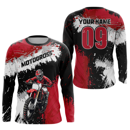 Adult&Kid Red Custom Motocross Jersey UPF30+ MX Racing Dirt Bike Racewear| CTP34