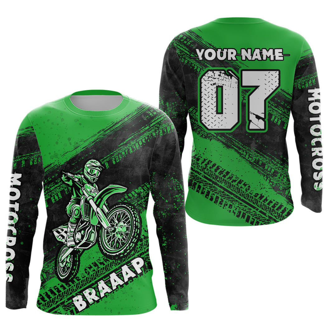 Custom Motocross Jersey Green Mens Women Upf30+ Dirt Bike Jersey Racing Shirt| CTP09