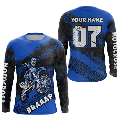 Custom Motocross Jersey Blue Mens Women Upf30+ Dirt Bike Jersey Racing Shirt| CTP09