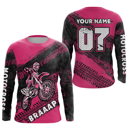 Custom Motocross Jersey Pink Mens Women Upf30+ Dirt Bike Jersey Racing Shirt| CTP09