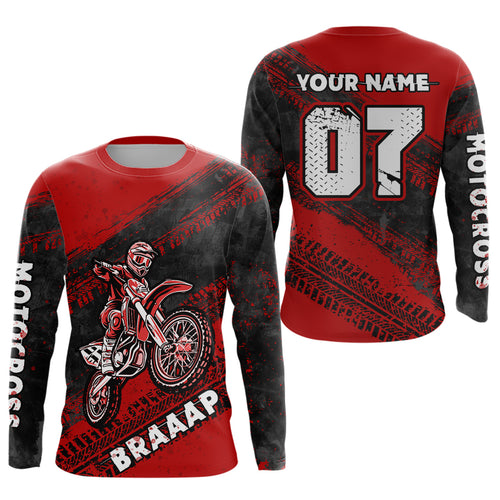 Custom Motocross Jersey Red Mens Women Upf30+ Dirt Bike Jersey Racing Shirt| CTP09