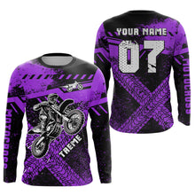 Load image into Gallery viewer, Adult&amp;Kid Custom Purple Motocross Jersey for Men Women Upf30+ Extreme Dirt Bike Shirt| CTP75