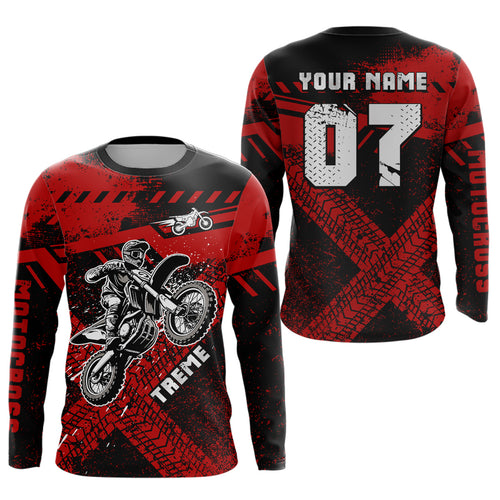 Adult&Kid Custom Red Motocross Jersey for Men Women Upf30+ Extreme Dirt Bike Shirt| CTP75