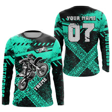 Load image into Gallery viewer, Adult&amp;Kid Custom Turquoise Motocross Jersey for Men Women Upf30+ Extreme Dirt Bike Shirt| CTP75