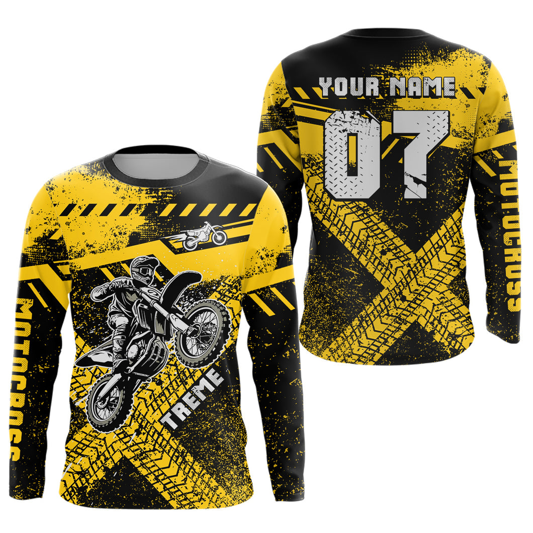 Adult&Kid Custom Yellow Motocross Jersey for Men Women Upf30+ Extreme Dirt Bike Shirt| CTP75