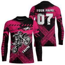 Load image into Gallery viewer, Adult&amp;Kid Custom Pink Motocross Jersey for Men Women Upf30+ Extreme Dirt Bike Shirt| CTP75