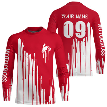 Adult&Kid red custom dirt bike jersey Motocross jersey upf30+ mens women Motocross Shirt| CTP06