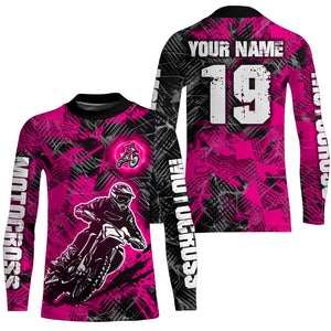 Adult&Kid Pink Custom Dirt Bike Jersey Motocross Jersey Upf30+ Motocross Shirt| CTP90