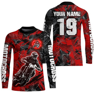 Adult&Kid Red Custom Dirt Bike Jersey Motocross Jersey Upf30+ Motocross Shirt| CTP90