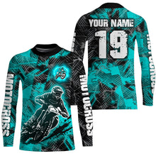 Load image into Gallery viewer, Adult&amp;Kid Turquoise Custom Dirt Bike Jersey Motocross Jersey Upf30+ Motocross Shirt| CTP90