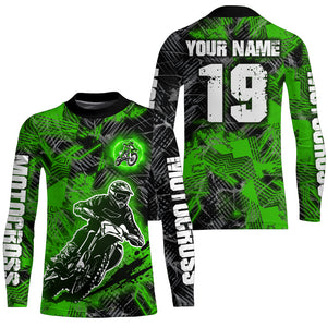 Adult&Kid Green Custom Dirt Bike Jersey Motocross Jersey Upf30+ Motocross Shirt| CTP90