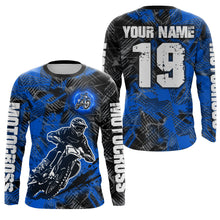 Load image into Gallery viewer, Adult&amp;Kid Blue Custom Dirt Bike Jersey Motocross Jersey Upf30+ Motocross Shirt| CTP90