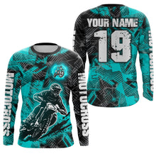 Load image into Gallery viewer, Adult&amp;Kid Turquoise Custom Dirt Bike Jersey Motocross Jersey Upf30+ Motocross Shirt| CTP90