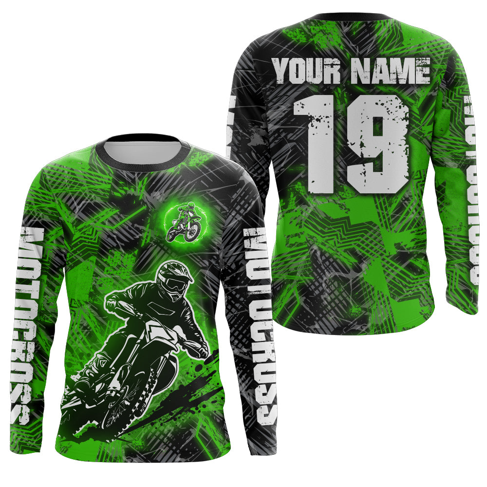 Adult&Kid Green Custom Dirt Bike Jersey Motocross Jersey Upf30+ Motocross Shirt| CTP90