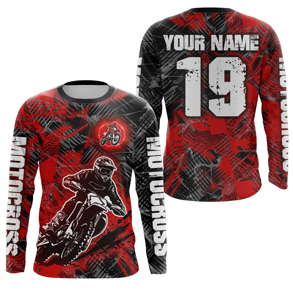 Adult&Kid Red Custom Dirt Bike Jersey Motocross Jersey Upf30+ Motocross Shirt| CTP90