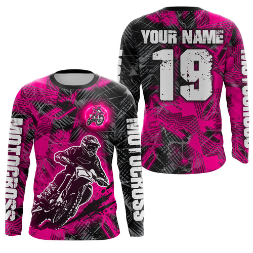 Adult&Kid Pink Custom Dirt Bike Jersey Motocross Jersey Upf30+ Motocross Shirt| CTP90