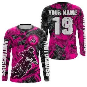 Adult&Kid Pink Custom Dirt Bike Jersey Motocross Jersey Upf30+ Motocross Shirt| CTP90