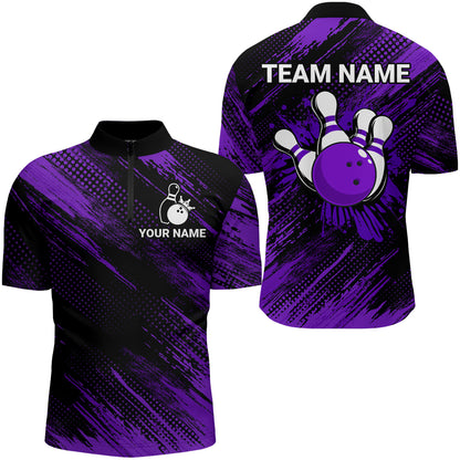 Purple Bowling Jersey Men And Women Custom Bowling Shirts Unisex Polo Bowling Team Shirt CP17