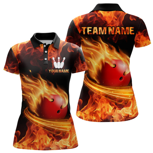 Red Flame Bowling Jersey Men And Women Custom Bowling Shirts Unisex Polo Bowling Team Shirt CP07