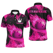 Load image into Gallery viewer, Pink Flame Bowling Jersey Men And Women Custom Bowling Shirts Unisex Polo Bowling Team Shirt CP07