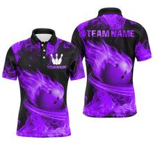Load image into Gallery viewer, Purple Flame Bowling Jersey Men And Women Custom Bowling Shirts Unisex Polo Bowling Team Shirt CP07