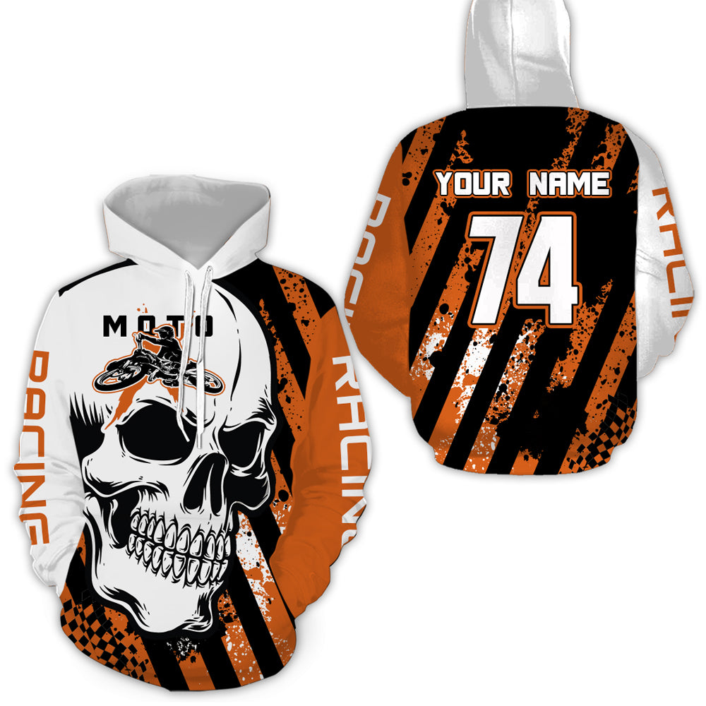Custom Dirt Bike Hoodie Skull Motocross Hooded Jersey Mens Women Youth Motorcycle Hoodie| CTP37