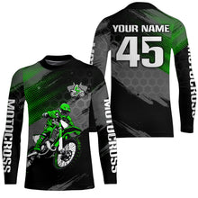 Load image into Gallery viewer, Adult&amp;Kid Custom Green Dirt Bike Jersey Motocross Jersey Upf30+ Motocross Shirt| CTP93