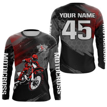 Load image into Gallery viewer, Adult&amp;Kid Custom Red Dirt Bike Jersey Motocross Jersey Upf30+ Motocross Shirt| CTP93