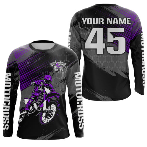 Adult&Kid Custom Purple Dirt Bike Jersey Motocross Jersey Upf30+ Motocross Shirt| CTP93