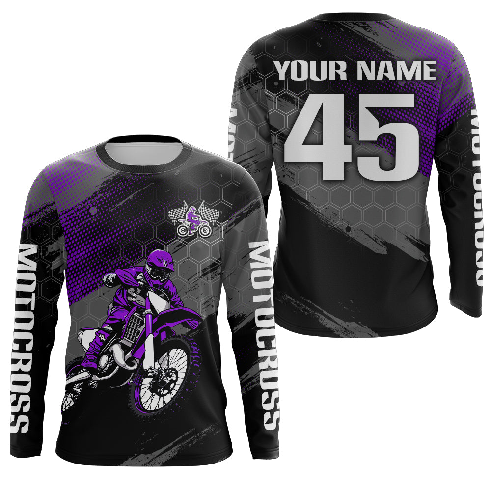 Adult&Kid Custom Purple Dirt Bike Jersey Motocross Jersey Upf30+ Motocross Shirt| CTP93