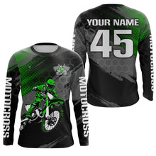 Load image into Gallery viewer, Adult&amp;Kid Custom Green Dirt Bike Jersey Motocross Jersey Upf30+ Motocross Shirt| CTP93