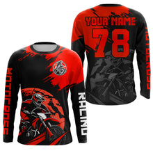 Load image into Gallery viewer, Custom Dirt Bike Jersey Red Motocross Jersey Upf30+ Mens Women Motocross Shirt| CTP54