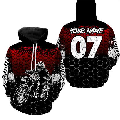 Red Motocross Jersey Upf30+ Custom Dirt Bike Jersey Mens Women Off-Road Jersey Adult&Kid| CTP04