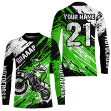 Load image into Gallery viewer, Adult&amp;Kid green custom dirt bike jersey Motocross jersey mens women braaap motocross shirt| CTP07