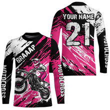 Load image into Gallery viewer, Adult&amp;Kid pink custom dirt bike jersey Motocross jersey mens women braaap motocross shirt| CTP07