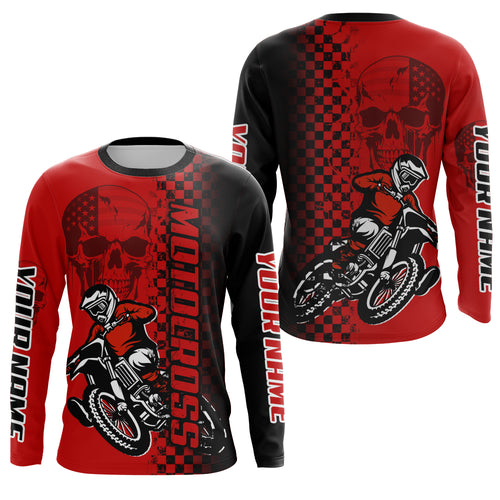 Adult&Kid Custom Motocross Jersey Skull UPF30+ MX Racing Biker Off-road Dirt Bike Racewear| CTP63