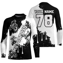 Load image into Gallery viewer, Black and white custom dirt bike jersey adult&amp;kid Motocross jersey upf30+ mens women Motocross Shirt| CTP03