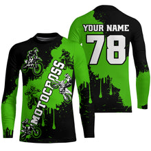 Load image into Gallery viewer, Green custom dirt bike jersey adult&amp;kid Motocross jersey upf30+ mens women Motocross Shirt| CTP03