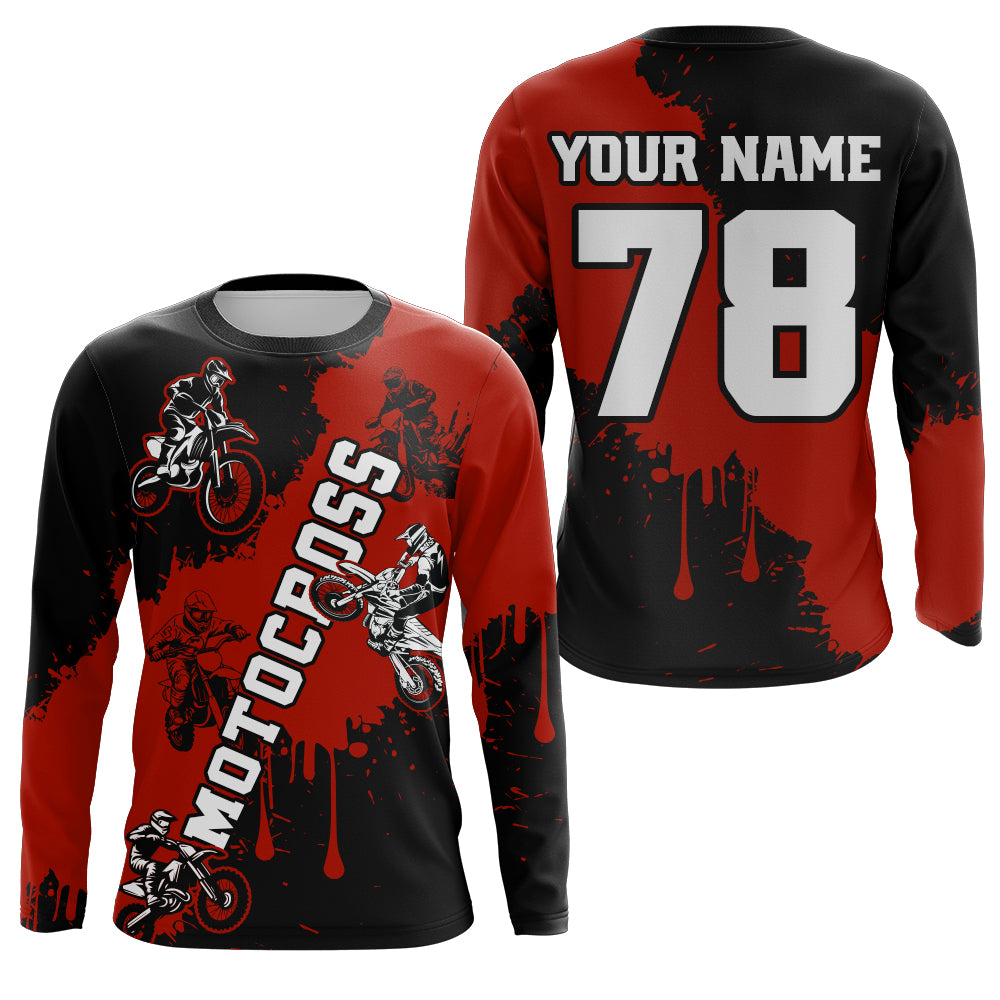 Red custom dirt bike jersey adult&kid Motocross jersey upf30+ mens women Motocross Shirt| CTP03